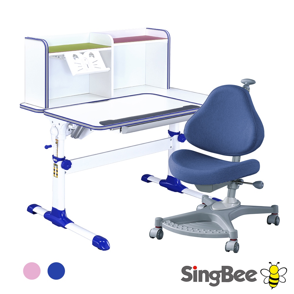 【SingBee 欣美】寬105cm 兒童桌椅組SBD-506A+139s(書桌椅 兒童桌椅 兒童書桌椅 升降桌)