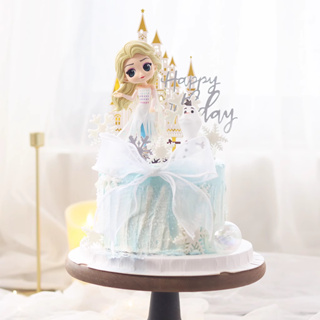 ❤台灣現貨❤ 新款艾莎(白色禮服款) 冰雪奇緣公主 迪士尼 蛋糕擺件 公仔裝飾 生日蛋糕 收藏 玩具 elsaQ版愛莎