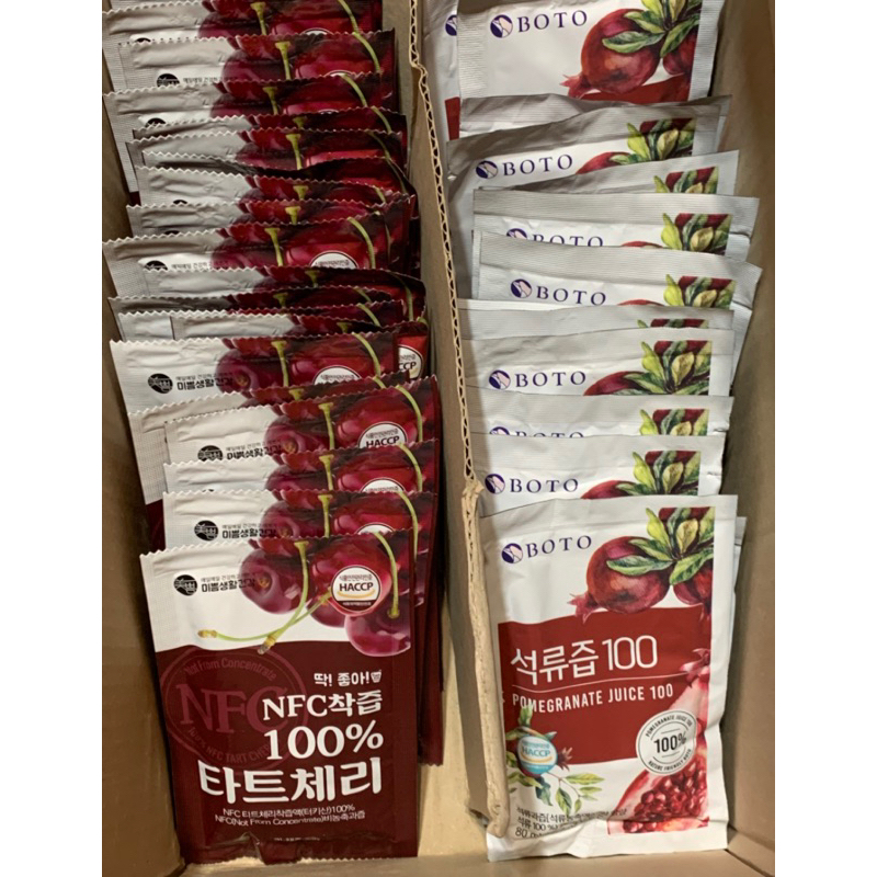 韓國購入 超人氣BOTO 100%紅石榴汁 ( 80ml/包) /酸櫻桃（70ml/包）全新正貨