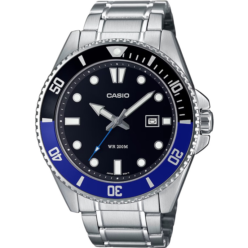 全新卡西歐CASIO 藍黑水鬼槍魚 200米潛水錶 鋼帶腕錶 MDV-107D-1A2 藍黑 歡迎詢問