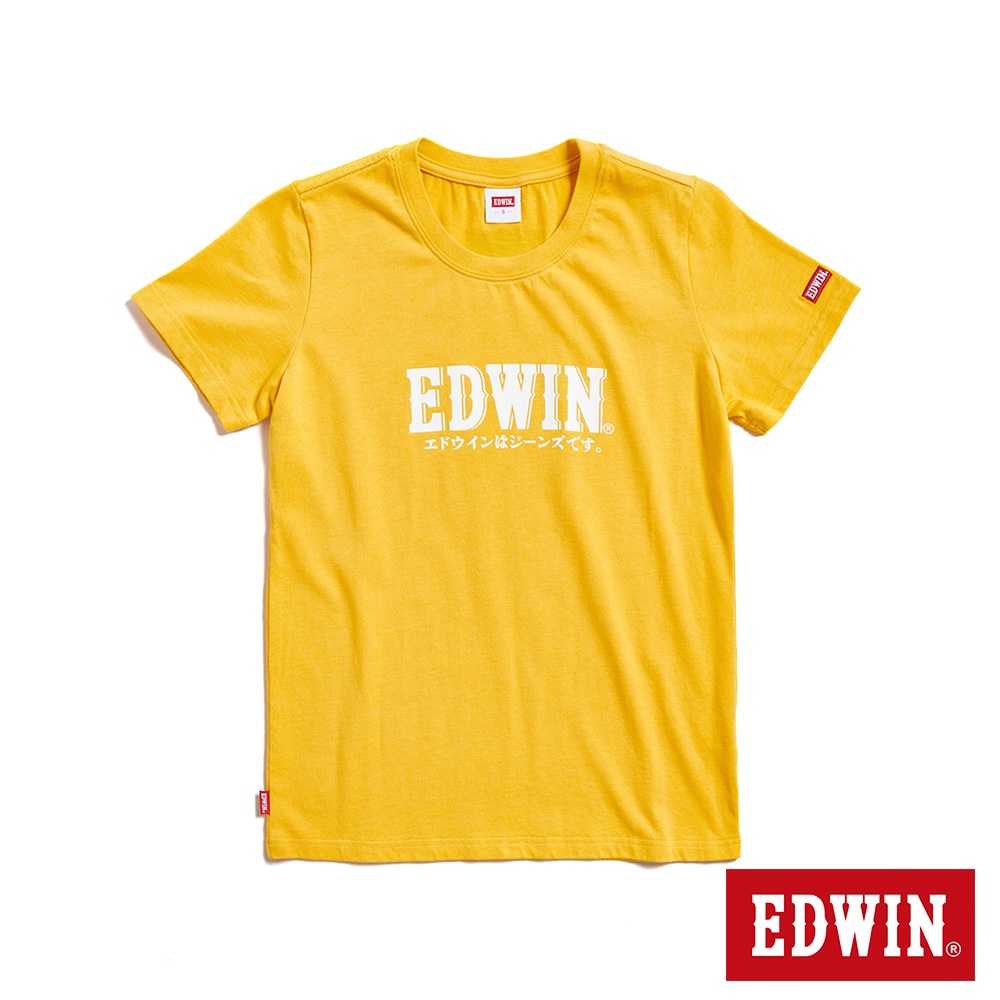 EDWIN 小火車復古LOGO短袖T恤(黃色)-女款