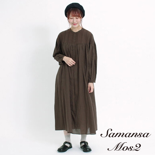 Samansa Mos2 棉麻混紡蕾絲開襟長袖洋裝(FB34L0H0180)