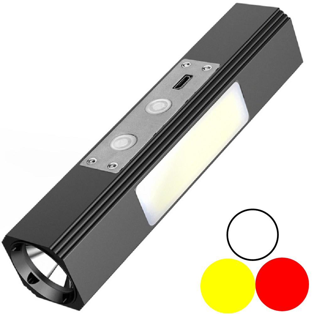 TX特林白+黃+紅三色USB充電磁吸手電筒/工作燈(T-3CYW)