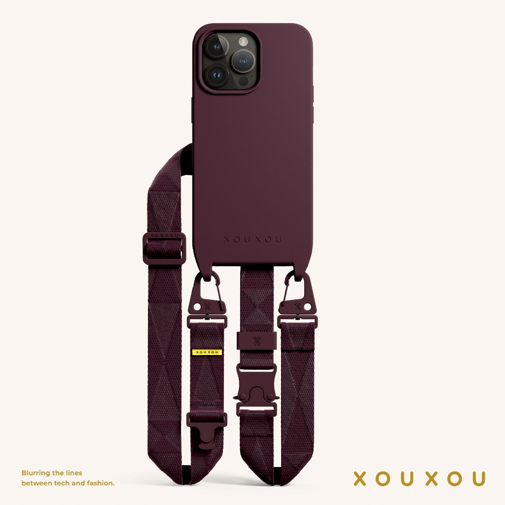 XOUXOU / 28mm多功能背帶手機殼組-勃根地紫BURGUNDY