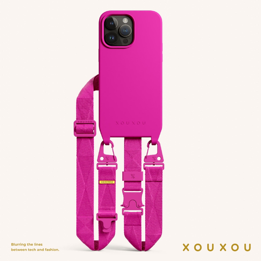 XOUXOU / 28mm多功能背帶手機殼組-桃紅色POWER PINK｜Barbie 芭比色 流行推薦