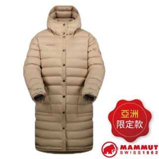 【MAMMUT 長毛象】女 款 長版連帽羽絨保暖外套 夾克 大衣 雪衣/750FP鵝絨_薩凡納褐_02920