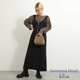 Samansa Mos2 blue ALINE版型半拉鍊V領背心洋裝(FG33L0H1180)