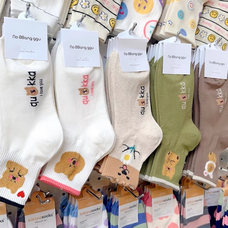韓國 小動物小熊花朵中筒襪 長襪