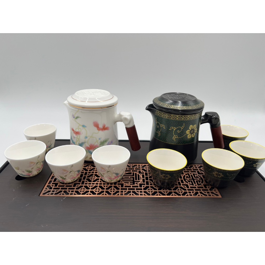 《鶯歌》現貨 陶瓷茶具外出旅行組&lt;&lt;木把&gt;&gt;    茶具 茶託 泡茶盤 旅行泡茶 簡約泡茶組  外出旅行組 茶葉 普洱茶