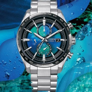 CITIZEN 星辰 千彩之海 限量 鈦金屬 光動能電波萬年曆計時手錶 AT8188-64L