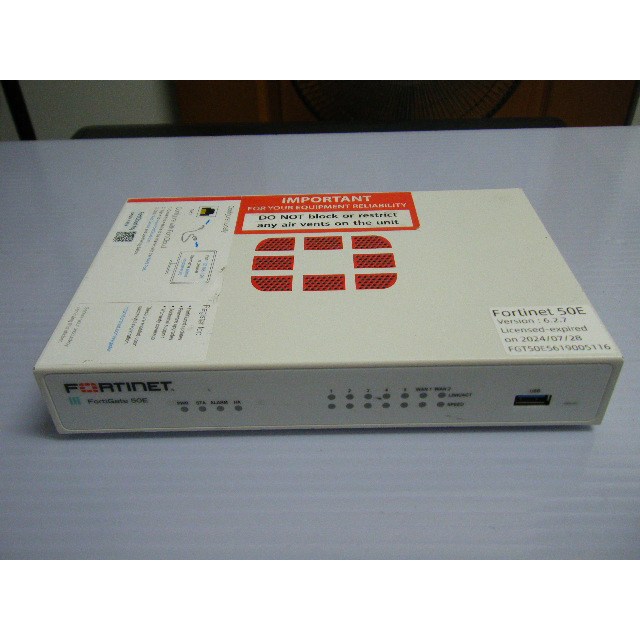 Fortinet Fortigate 50E UTM Firewall 單機不含電源