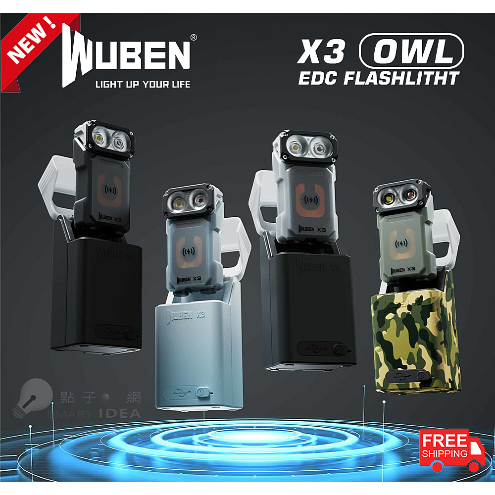 🚚免運【點子網】WUBEN X3 Owl 700流明 貓頭鷹 轉角手電筒 EDC OLED 紅白夜光磁吸 無線充電