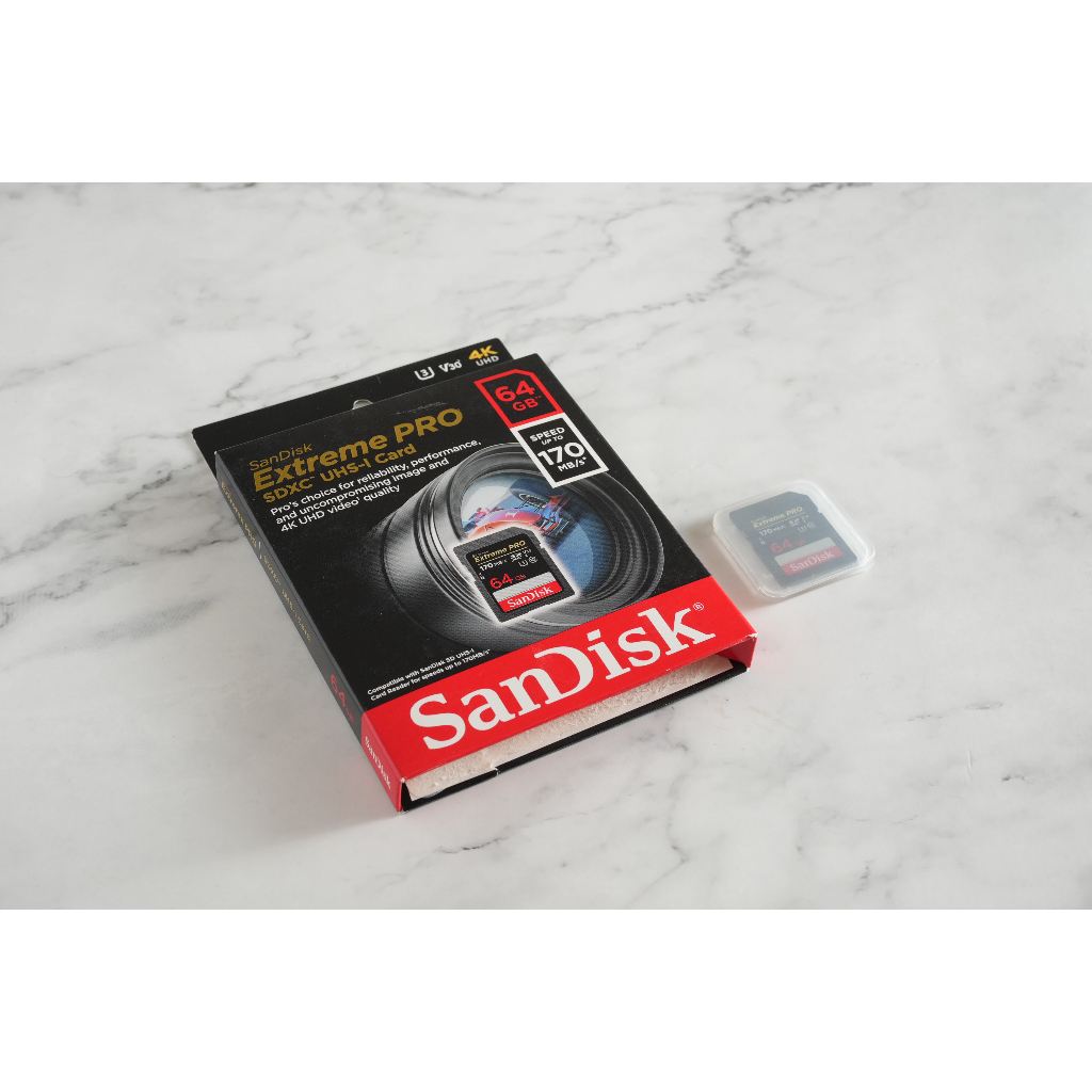 【二手極新】SanDisk 64G Extreme PRO SD 170MB SDXC U3 4K 相機記憶卡【公司貨】