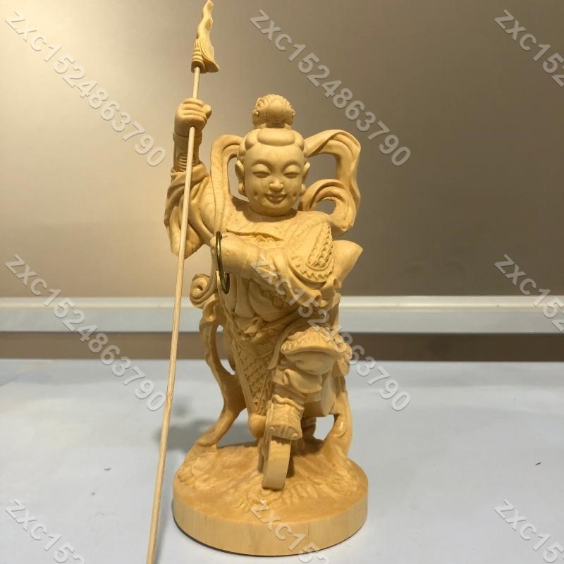 念慈阁木雕開光崖柏黃楊木雕李哪吒三太子通天太師人物實木擺件佛教道教護法神像