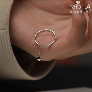 ROLA蘿拉銀飾.飾品 “現貨當天出” 簡單線條圓片墜925純銀戒指可調整戒指 兩種戴法 開口戒指.