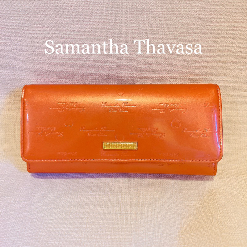 二手【Samantha Thavasa】長夾/皮夾/錢包（亮橘粉紅色）日本專櫃品牌/日系/愛心/petit choice