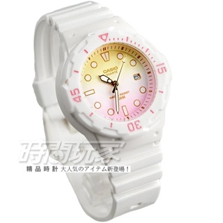 CASIO卡西歐 LRW-200H-4E2 原價1155 渲染漸層設計迷你潛水風指針運動錶 女錶 白x紅粉黃【時間玩家】