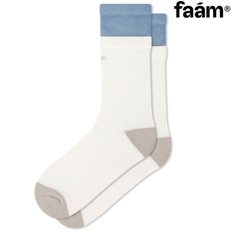faam - NTME013-03 2 LAYER CREW SOCKS 雙層 針織高筒襪 (碧藍色) 化學原宿