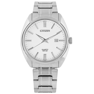 CITIZEN 星辰表 / 極簡時尚 礦石強化玻璃 日期 不鏽鋼手錶 白色 / BI5100-58A / 41mm