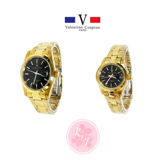 【valentino coupeau 范倫鐵諾】 V12168K黑金 不銹鋼 防水手錶 情侶錶 男女錶 對錶 原廠公司貨