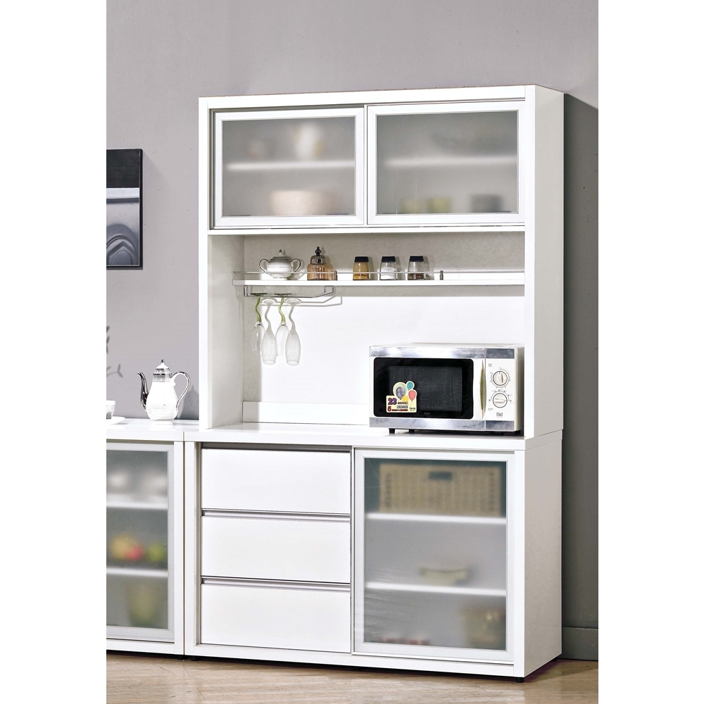 AS雅司-梅莉戈德4尺白色鋁框推門餐櫃(全組)-121x52x200cm