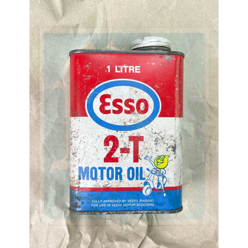 Vintage Esso Vespa Piaggio 老機油罐 空罐 油壺 油罐 偉士牌