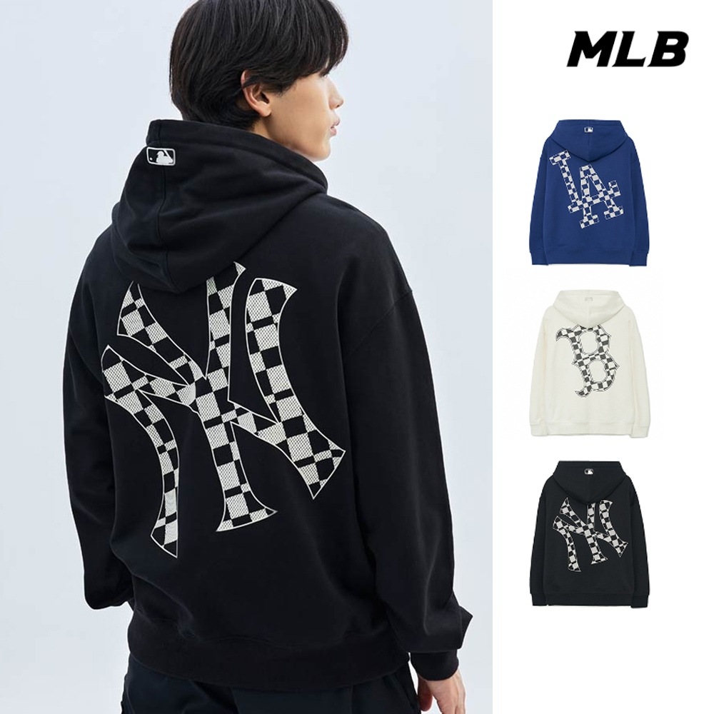 MLB 連帽上衣 帽T Checkerboard系列 道奇/紅襪/洋基隊(3AHDO0134-三色任選)【官方旗艦店】