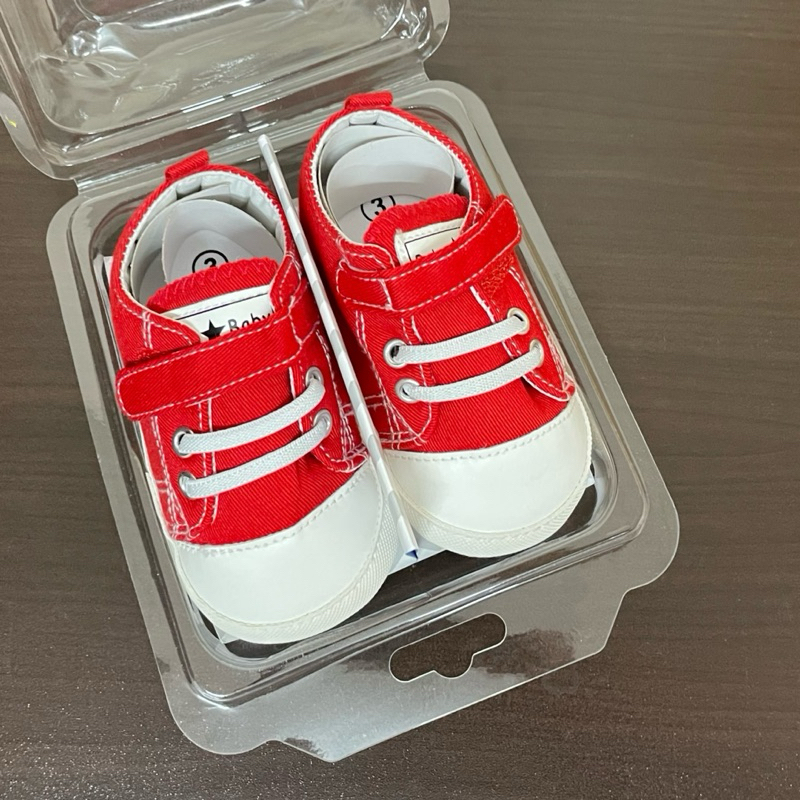 台灣發貨🇹🇼現貨24小時出貨-Baby Talk寶寶學步鞋9-12M休閒鞋紅色包鞋魔鬼氈帆布鞋