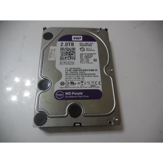 WD 紫標~3.5吋硬碟~2TB(2000GB)~型號WD20PURX-64P6ZY0 &lt;拆機良品&gt; &lt;180&gt;