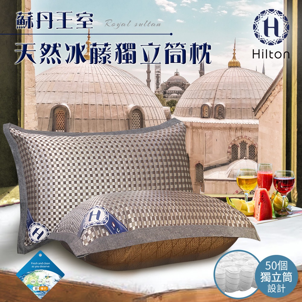 【Hilton 希爾頓】蘇丹王室冰藤吸濕排汗獨立筒萊賽爾枕/咖啡色(B0111-B)