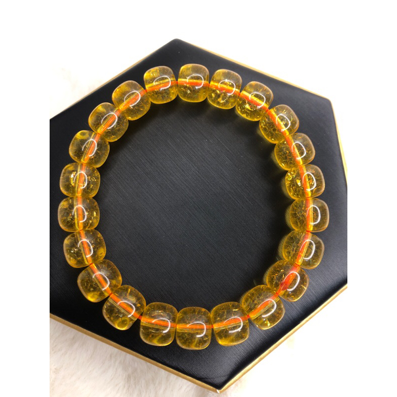 《晶奇寶藏盒》黃水晶-天然清透招財大算盤形手珠鍊  9.1 mm