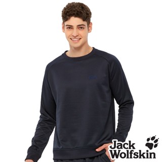 【Jack wolfskin 飛狼】男 石墨烯厚刷毛保暖衣 圓領大學T恤『丈青』