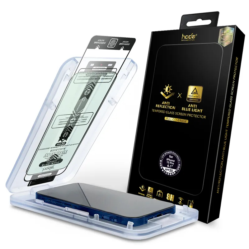 hoda AR抗反射/藍光/霧面/防窺 滿版玻璃保護貼(含無塵艙貼膜神器)適用於 iPhone 15/14/13 系列