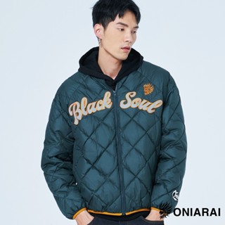 BLUE WAY 鬼洗 ONIARAI - 男女適穿 反光貼布繡菱形輕量棒球羽絨外套(綠)