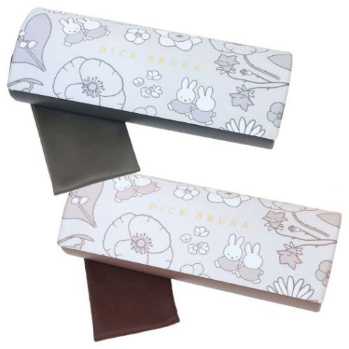 現貨 日本 MIFFY 米飛兔 花朵 圖案 眼鏡盒 眼鏡 收納盒 硬殼 皮質 布質 附眼鏡布 拭鏡布 米菲兔 正版 正品