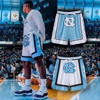 【即克運動】NCAA美式籃球褲 男 北卡藍四分褲 運動休閑褲 寬松訓練球褲 不過膝 速幹短褲 男女同款籃球褲 休閒短褲