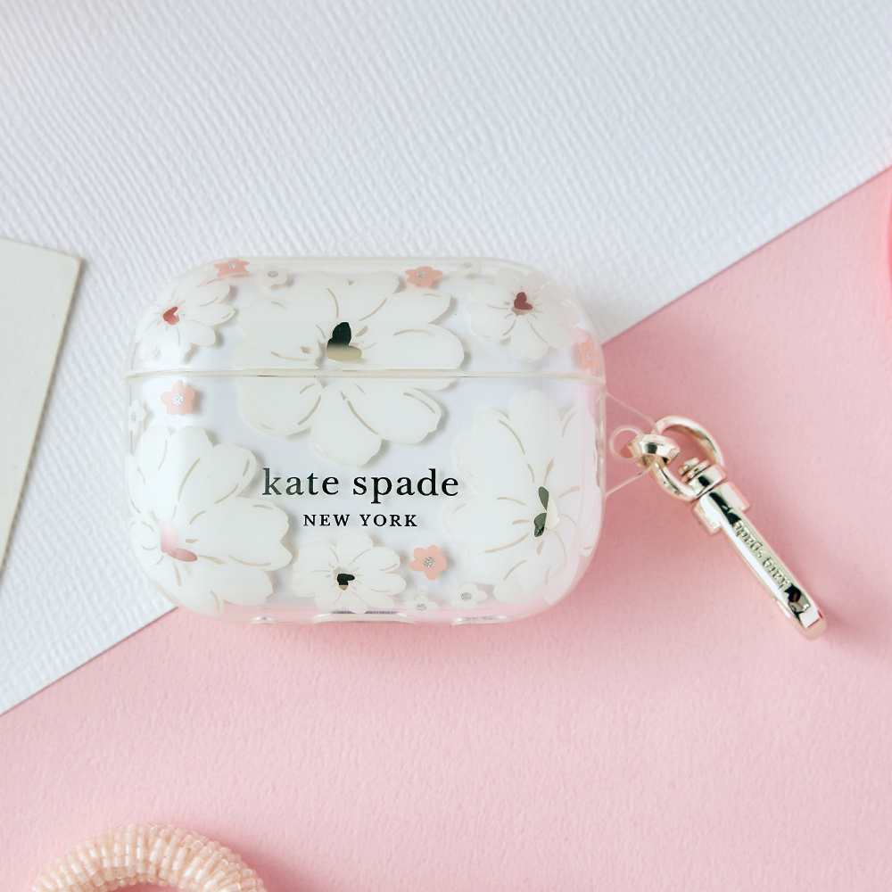 Kate Spade⎜AirPods Pro2 精品耳機保護殼⎜純白牡丹⎟