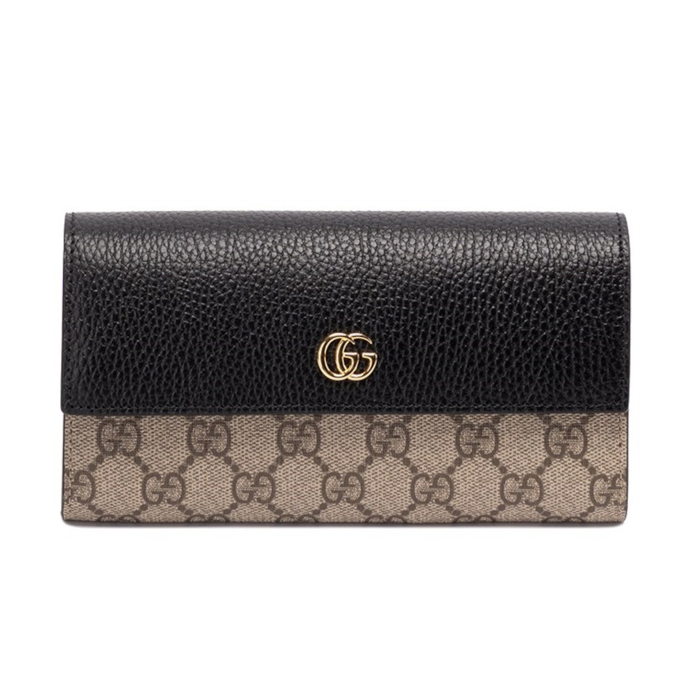 GUCCI GG Marmont Continental 雙G 掀蓋 皮夾 卡夾 長夾 米色 烏木色 黑色 456116