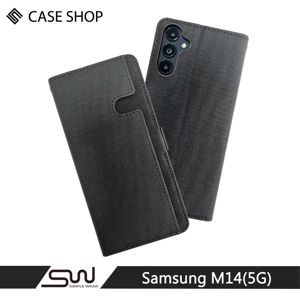 CASE SHOP Samsung  M14(5G)前收納側掀皮套-黑