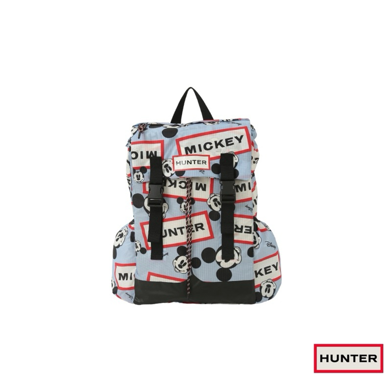 HUNTER - 米奇聯名可收納尼龍後背包-藍色 hunter迪士尼聯名 米奇 聯名款 Hunter後背包