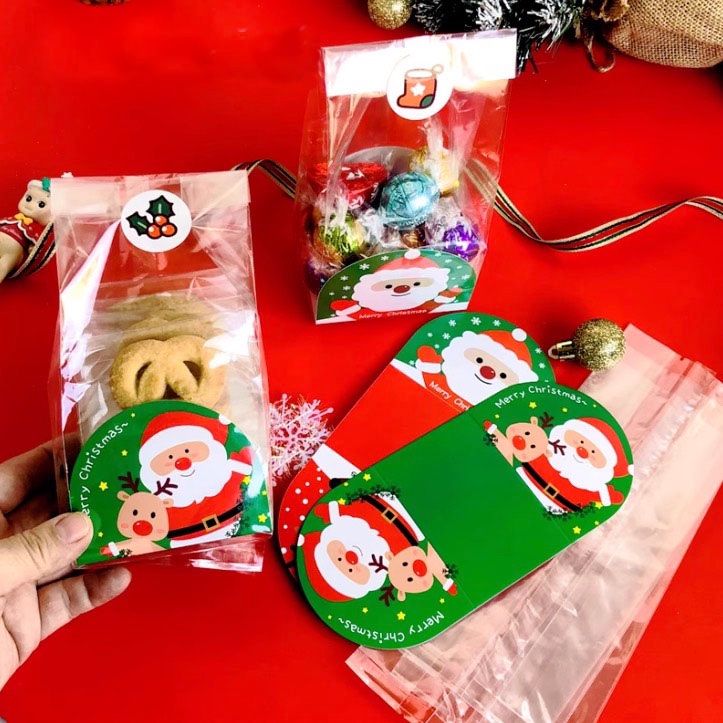 ★20套★◎聖誕系列彩色底托糖果包裝套裝(附透明opp袋)/麋鹿薑聖誕老公公卡通餅乾零食盒/兒童伴手禮包裝袋