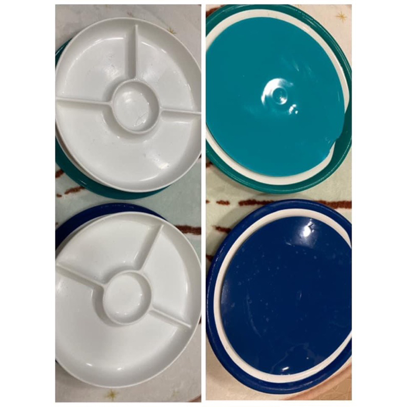 (二手）9成新，OXO TOT 分隔餐盤，藍、綠各1