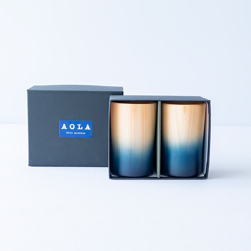 AOLA 藍染扁柏雙杯  Indigo Hinoki Pair Cups