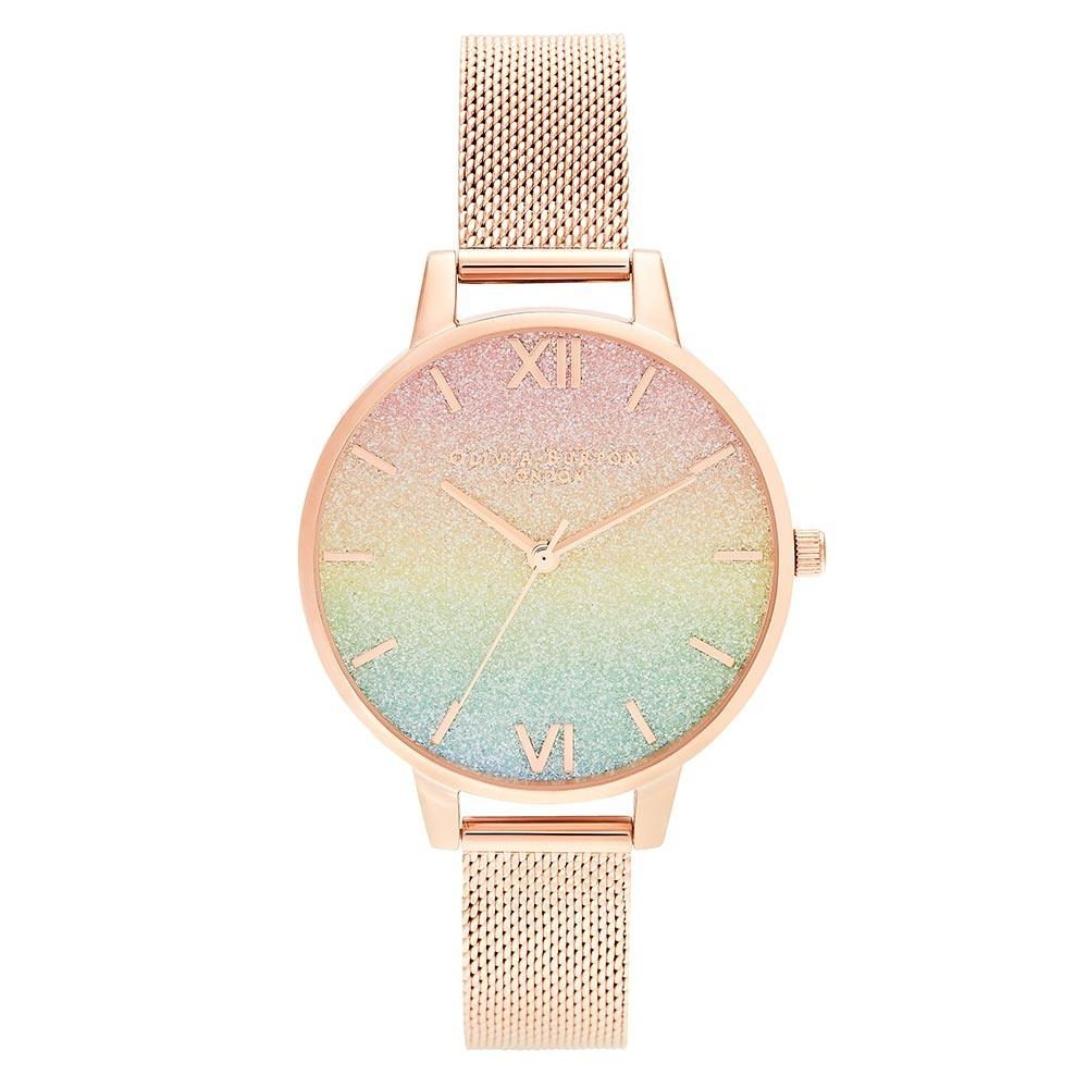 Olivia Burton 彩虹閃光錶盤玫瑰金米蘭帶腕錶 35MM  (OB16RB18)
