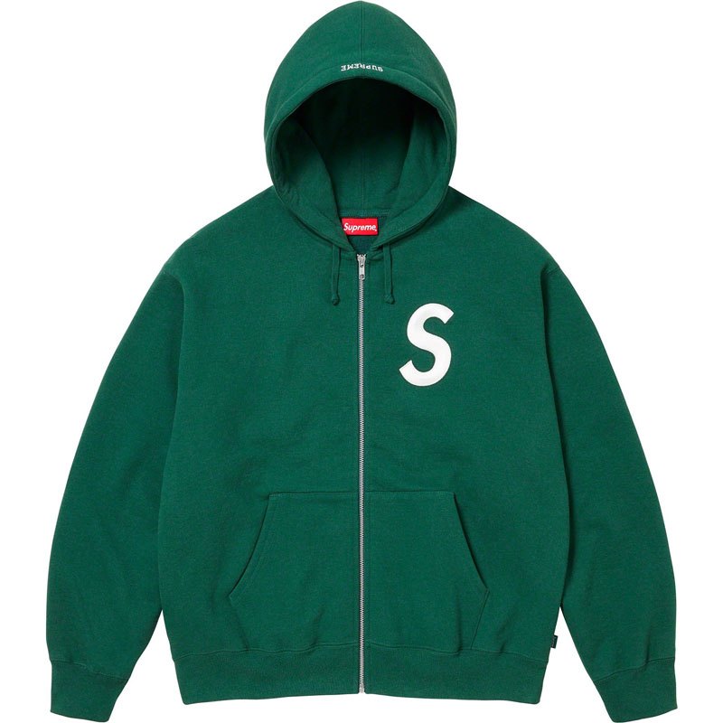 SUPREME FW23 S LOGO ZIP UP HOODED SWEATSHIRT 連帽外套 (綠色) 化學原宿