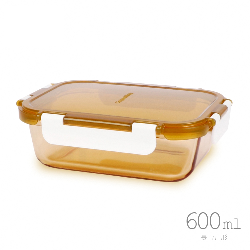 【康寧餐廚】琥珀色耐熱玻璃長方型600ml保鮮盒
