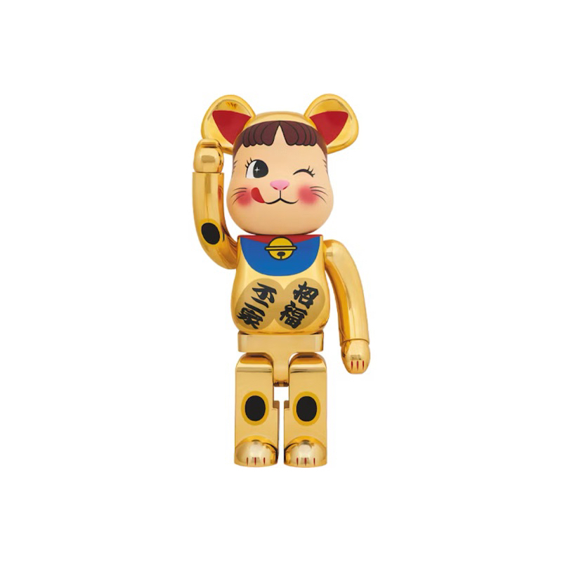 全新正品 Bearbrick Peko-chan Gold plating 1000% 不二家 牛奶妹 藍領 庫柏力克熊