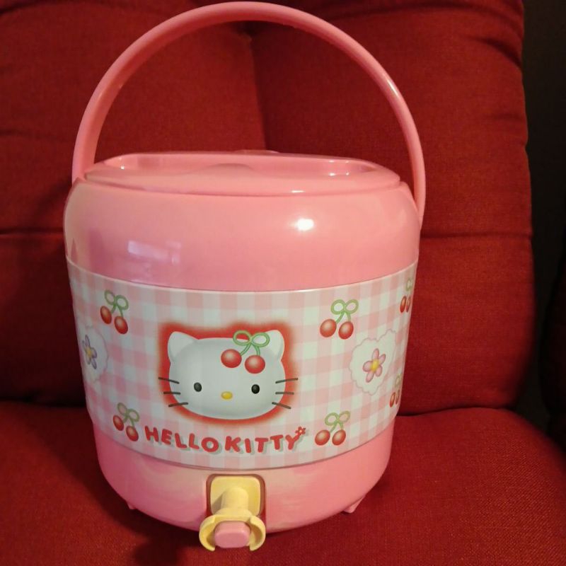 三麗鷗授權 早期1999年 Hello Kitty 生活用品 大冰桶 櫻桃保溫桶容量4.5公升 大容量有腳架 絕版珍藏