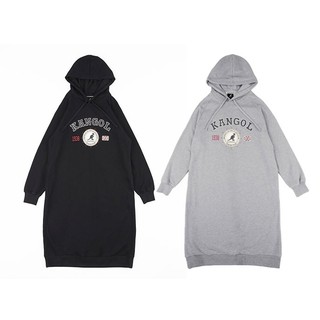 KANGOL 洋裝 黑/灰 連身 連帽 長版T 女 63521582-
