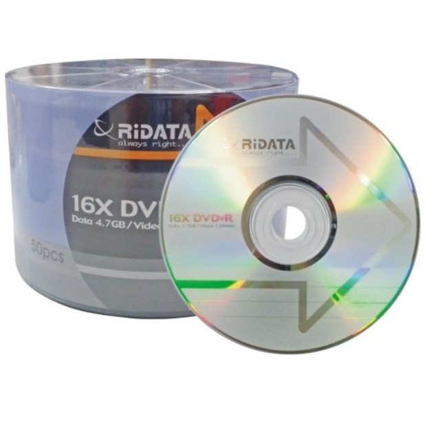 +富福里+ RIDATA 錸德 DVD+R 光碟片 (16X 4.7GB) (50片/桶)